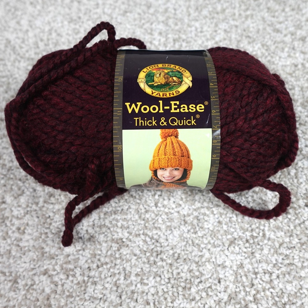 Lion‎ Brand Wool-Ease Thick & Quick Yarn Claret 143 Super Bulky 6oz Burgundy Red